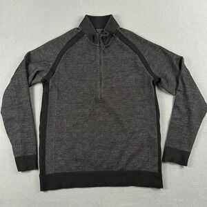 Proof Pullover Sweater Mens Large Gray Black Half Zip Performance Knit Athletic‎